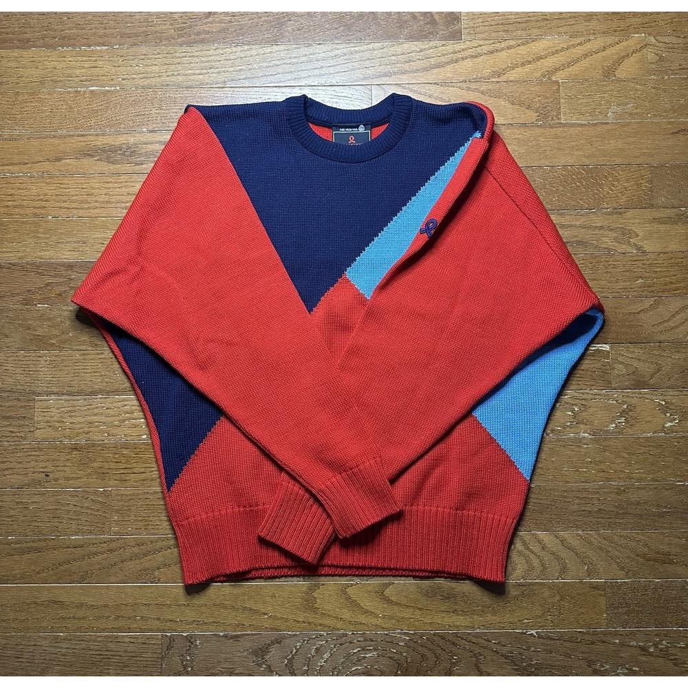 Vintage‎ Demetre Pure Virgin Wool Ski Sweater Size Large Red Made In USA